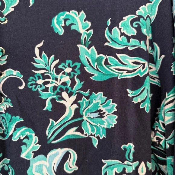JM Collection 3/4 Sleeve Paisley Turquoise Lace-Up Tunic Top 1X – NWT - Picture 9 of 13